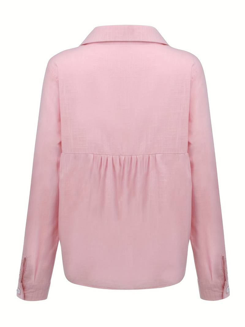 Noémie™ | Linned Bluse med Lange Ærmer til Kvinder