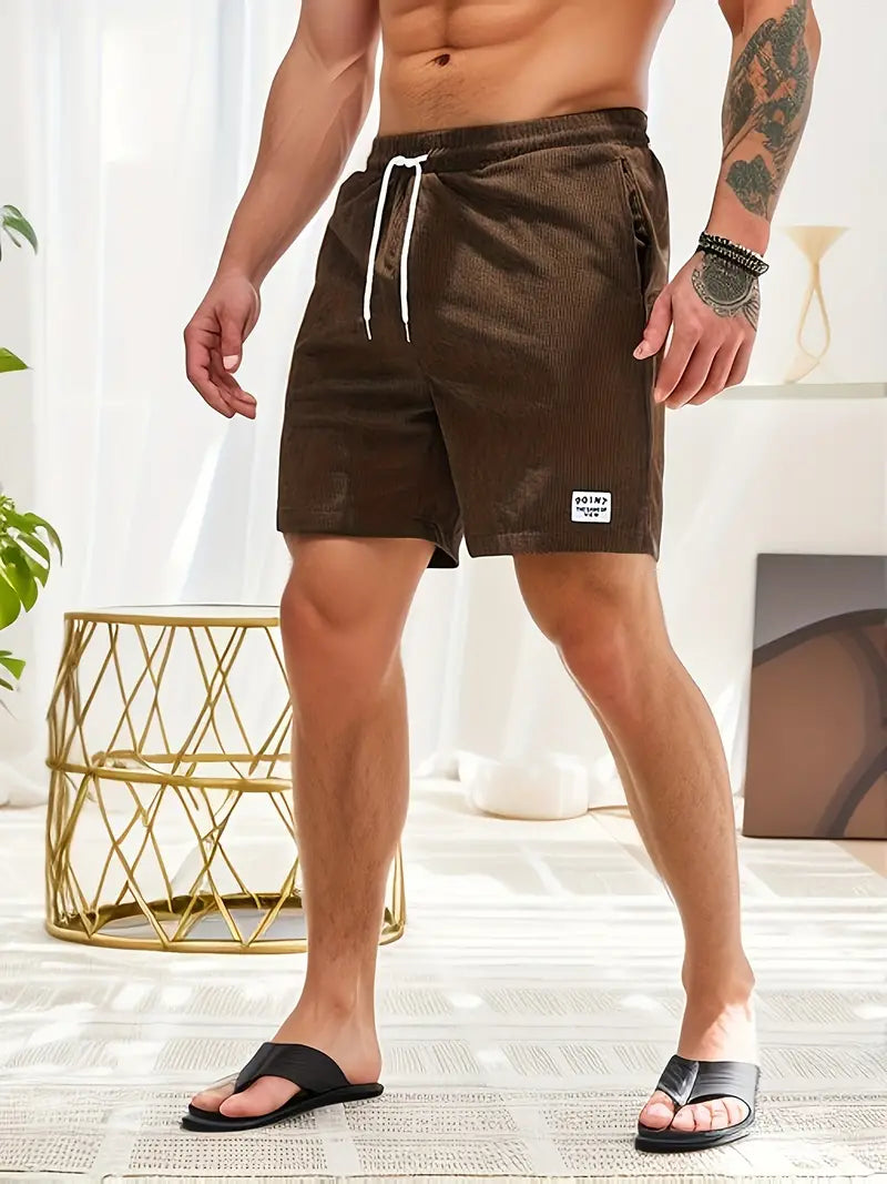 Thiago™ | Herrer Sommer Shorts i Ribbede Stof med Elastisk Talje og Snøre | Komfortable Loungewear Shorts