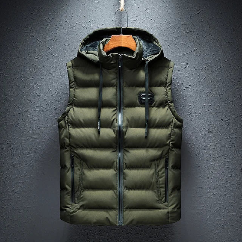 Lucien | Vatteret Bodywarmer Med Hætte Herrer