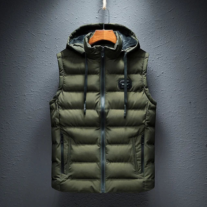 Lucien | Vatteret Bodywarmer Med Hætte Herrer