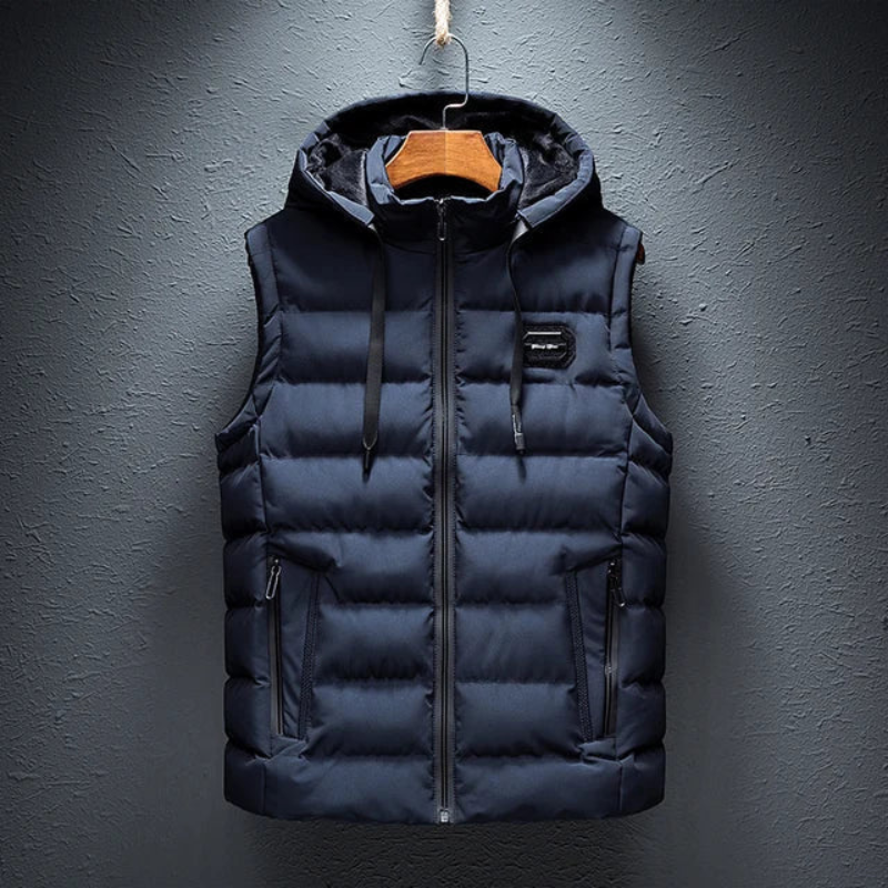 Lucien | Vatteret Bodywarmer Med Hætte Herrer