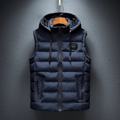 Lucien | Vatteret Bodywarmer Med Hætte Herrer