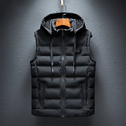 Lucien | Vatteret Bodywarmer Med Hætte Herrer