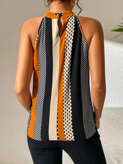 Sabine | Halterneck Top Med Grafiske Striber Damer