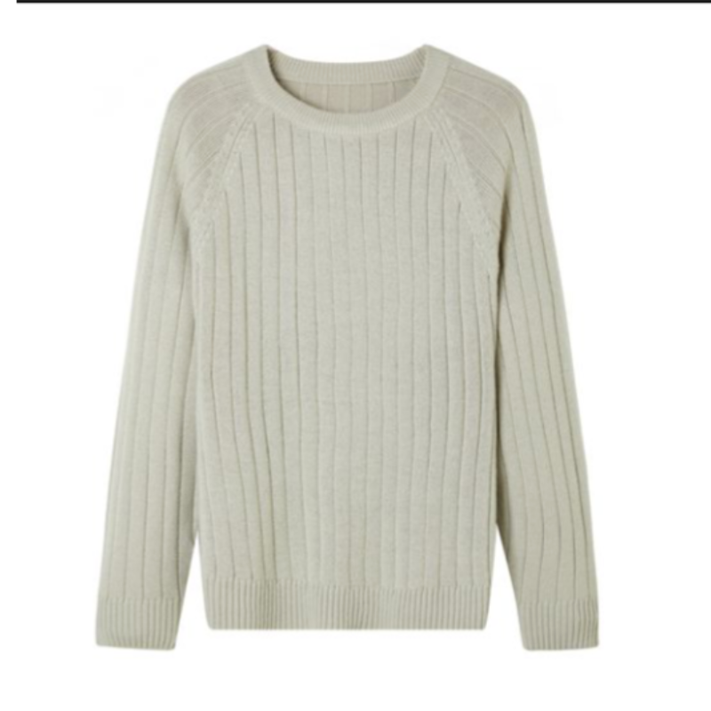 Luca™ | Ribstrikket Trøje med Rund Hals | Komfortabel Mellemvægts Pullover i Neutrale Farver