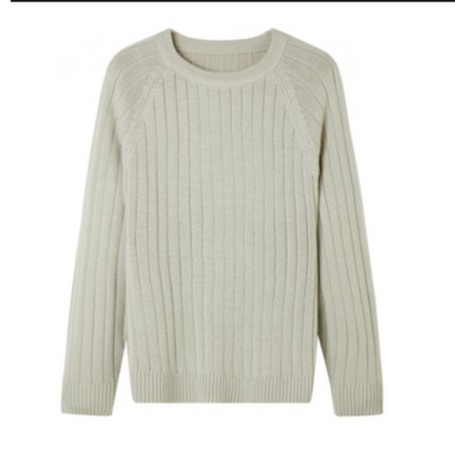 Luca™ | Ribstrikket Trøje med Rund Hals | Komfortabel Mellemvægts Pullover i Neutrale Farver