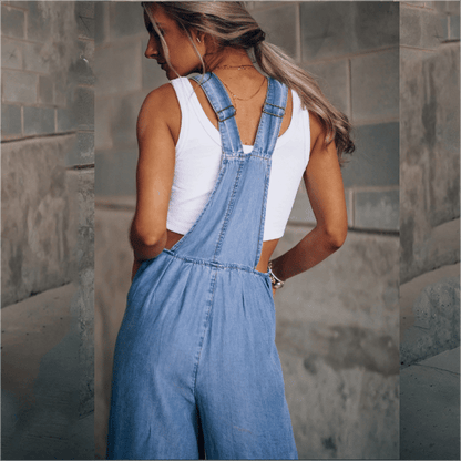 Mireya™ | Damer Denim Jumpsuit med Vide Ben | Boheme Jeans Overall med Justerbare Stropper og Afslappet Pasform