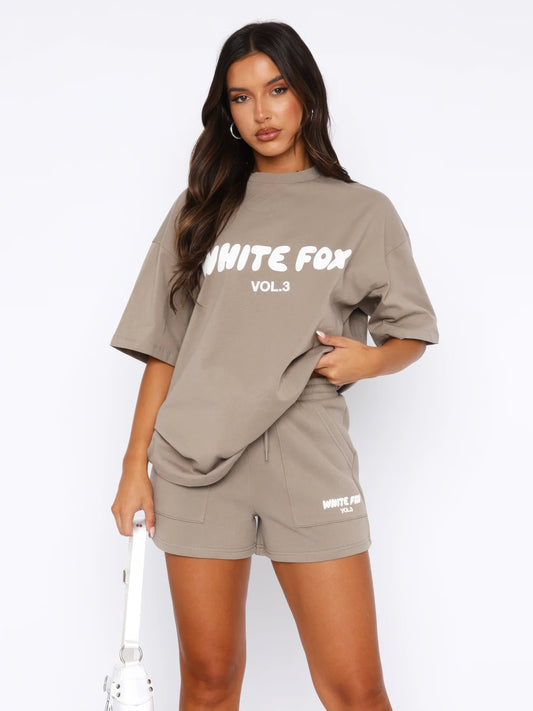 Lexa | Oversized Loungewear Sæt Damer Med Print T-Shirt & Shorts