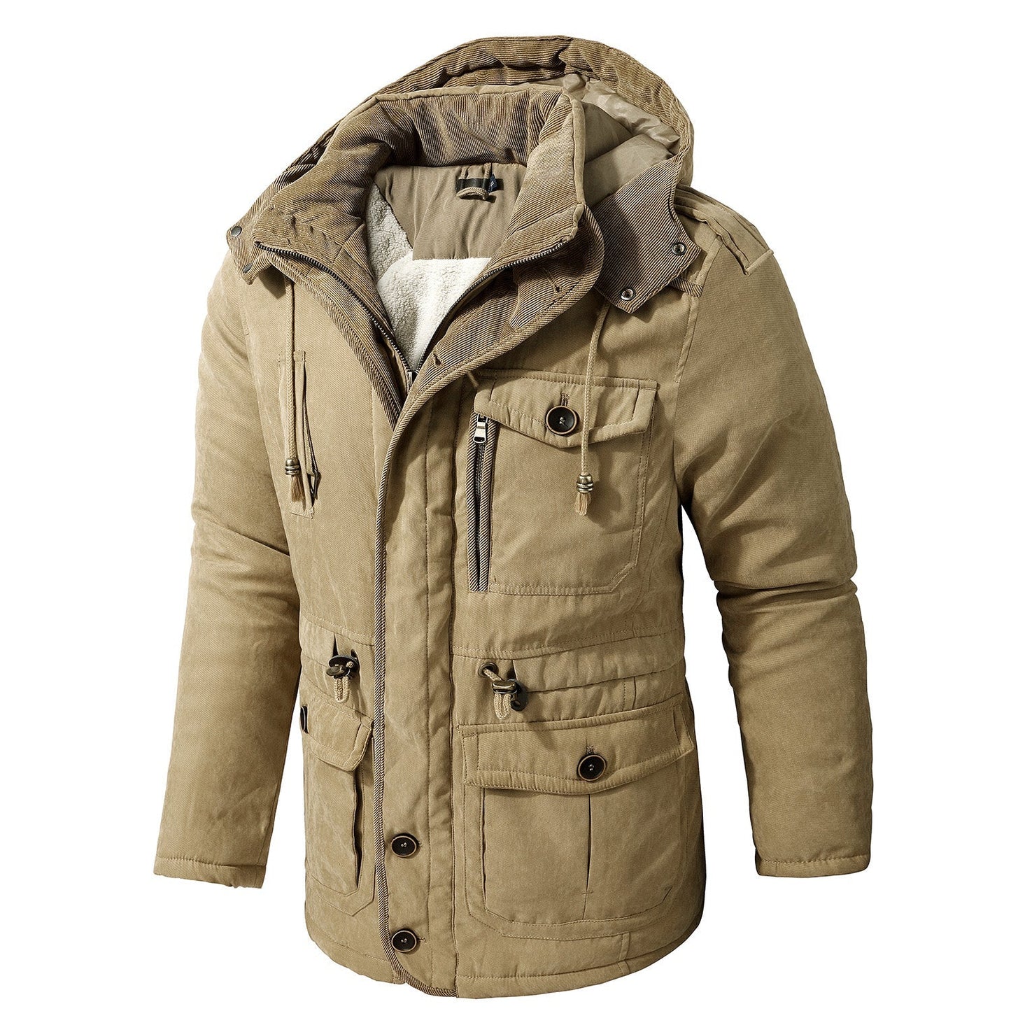 Jameson™ | Herrer Parka Vinterjakke Med Hætte Og Sherpafor | Varm Vandafvisende Jakke Med Lommer Og Uldfor