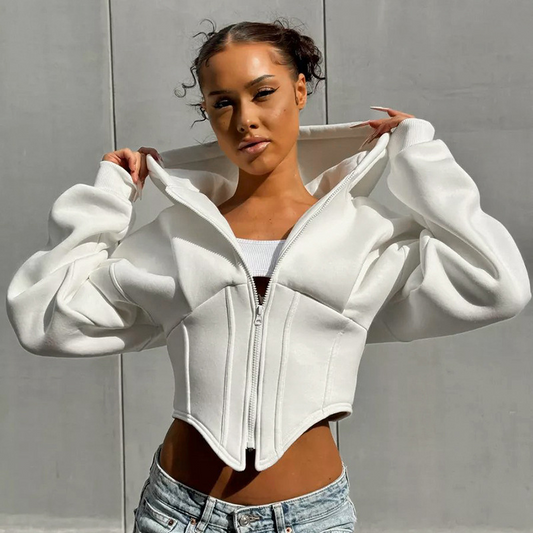 Averie | Cropped Hoodie Med Lynlås
