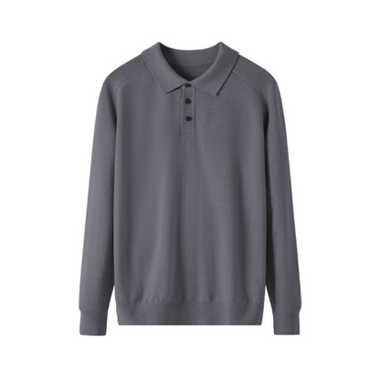 Renato™ | Herre Finstrikket Langærmet Poloshirt med Polokrave | Slim Fit Smart Casual Polo i Neutrale Farver