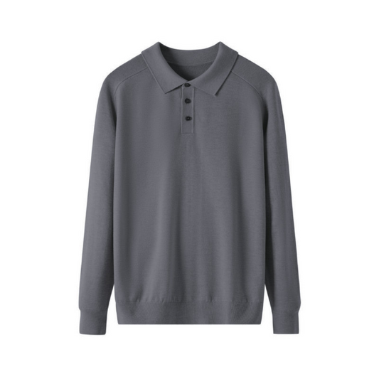 Renato™ | Herre Finstrikket Langærmet Poloshirt med Polokrave | Slim Fit Smart Casual Polo i Neutrale Farver