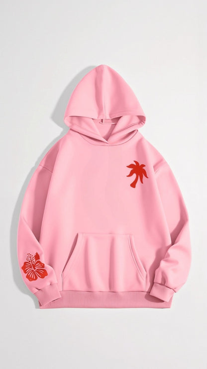 Isla | Oversized Hoodie Damer Med Palmeprint og Rygdesign