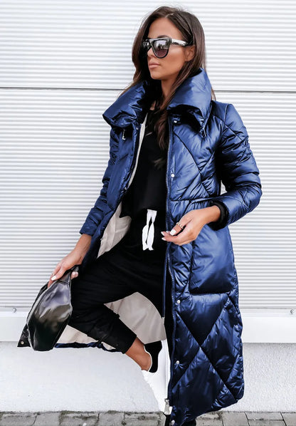 Sylvenne | Lang Metallic Puffer Jakke