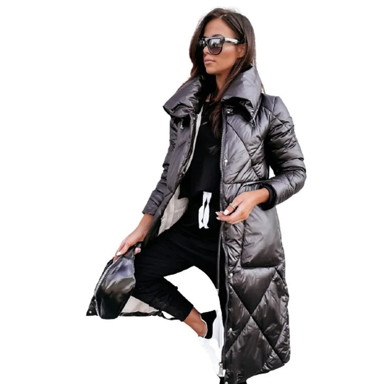 Sylvenne | Lang Metallic Puffer Jakke