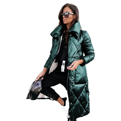 Sylvenne | Lang Metallic Puffer Jakke