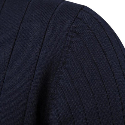 Kasper™ | Herrer Ribstrikket Half-Zip Trøje med Tidløst Design og Blød Struktur