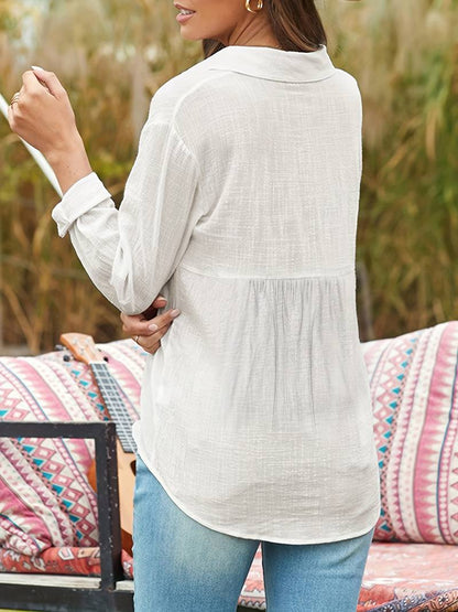 Noémie™ | Linned Bluse med Lange Ærmer til Kvinder
