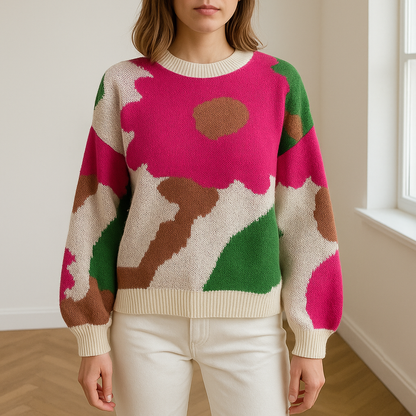 Floraya | Striktrøje med Blomsterdesign