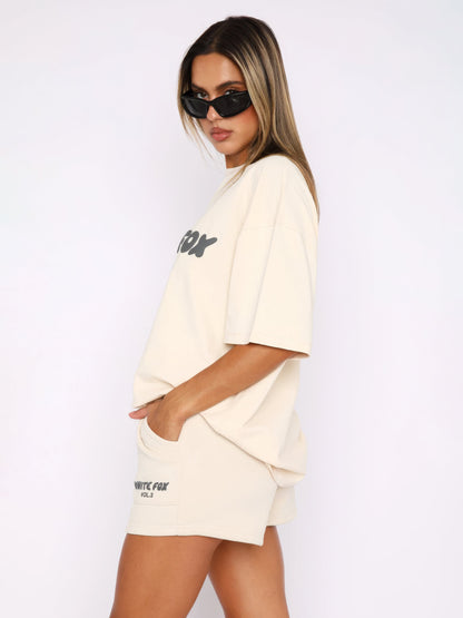 Lexa | Oversized Loungewear Sæt Damer Med Print T-Shirt & Shorts