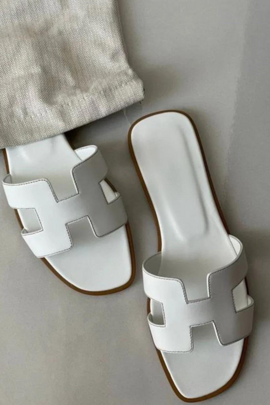 Helena™ | Dame Læder Slippers med Luksuriøst Design | Sommer