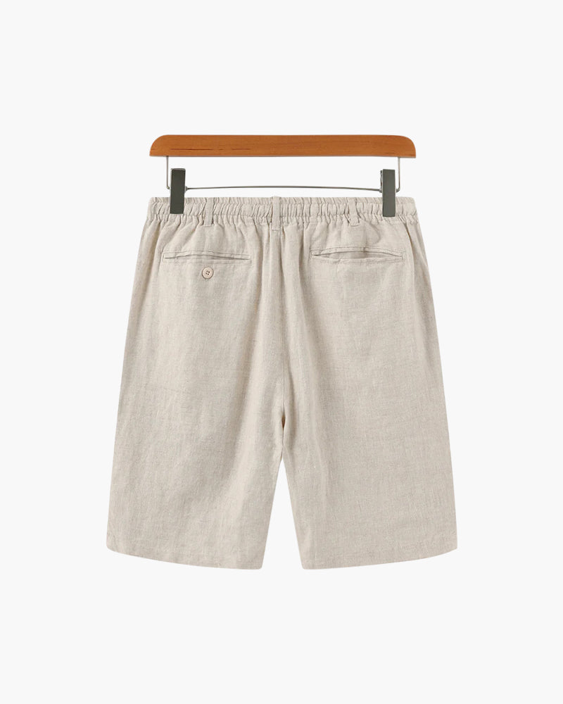 Nereo | Sommer Shorts til Mænd i Hørlook med Elastisk Talje & Sidelommer