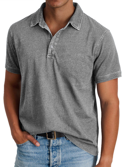 Rocco™ | Herre Bomulds Polo med Korte Ærmer | Komfortabel Vintage Washed Casual Polo til Sommer og Hverdag