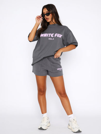 Lexa | Oversized Loungewear Sæt Damer Med Print T-Shirt & Shorts