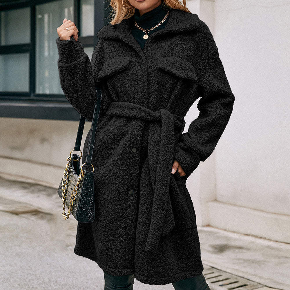 Soraya™ | Elegant langærmet blød trenchcoat med enkelt knap og fluffy design