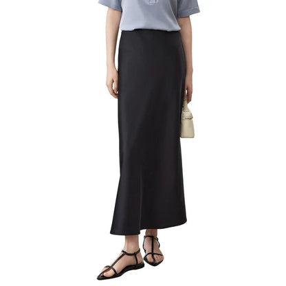 Monique™ | Elegant Silken Nederdel med Elastisk Taljebånd