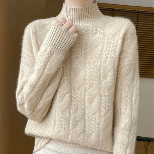 Solène | Fuzzy Cable Knit Rullekravetrøje til Damer
