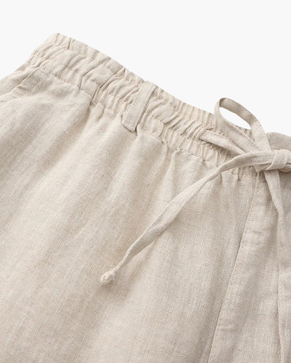 Nereo | Sommer Shorts til Mænd i Hørlook med Elastisk Talje & Sidelommer