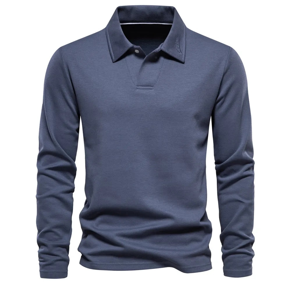 Jay™ | Herrer Luksus Langærmet Poloshirt med Perfekt Pasform til Komfort og Elegance