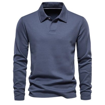 Jay™ | Herrer Luksus Langærmet Poloshirt med Perfekt Pasform til Komfort og Elegance