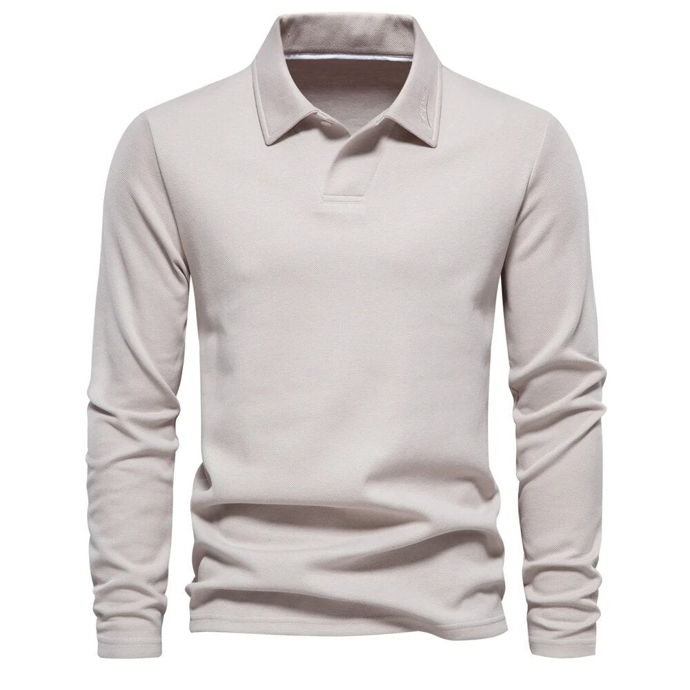 Jay™ | Herrer Luksus Langærmet Poloshirt med Perfekt Pasform til Komfort og Elegance