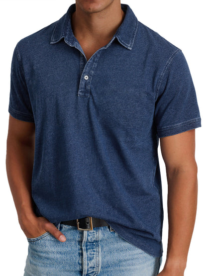 Rocco™ | Herre Bomulds Polo med Korte Ærmer | Komfortabel Vintage Washed Casual Polo til Sommer og Hverdag