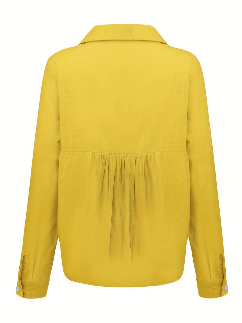 Noémie™ | Linned Bluse med Lange Ærmer til Kvinder