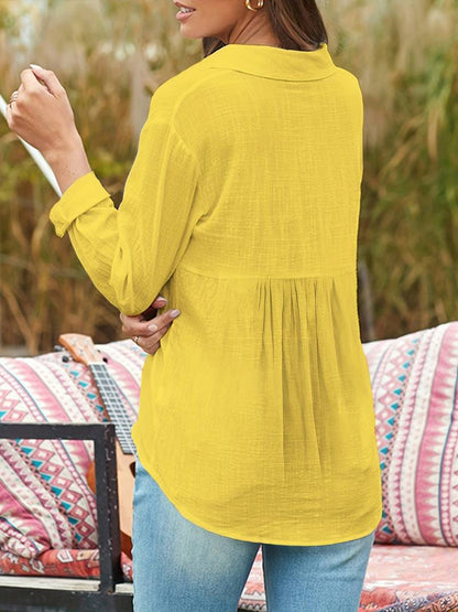 Noémie™ | Linned Bluse med Lange Ærmer til Kvinder