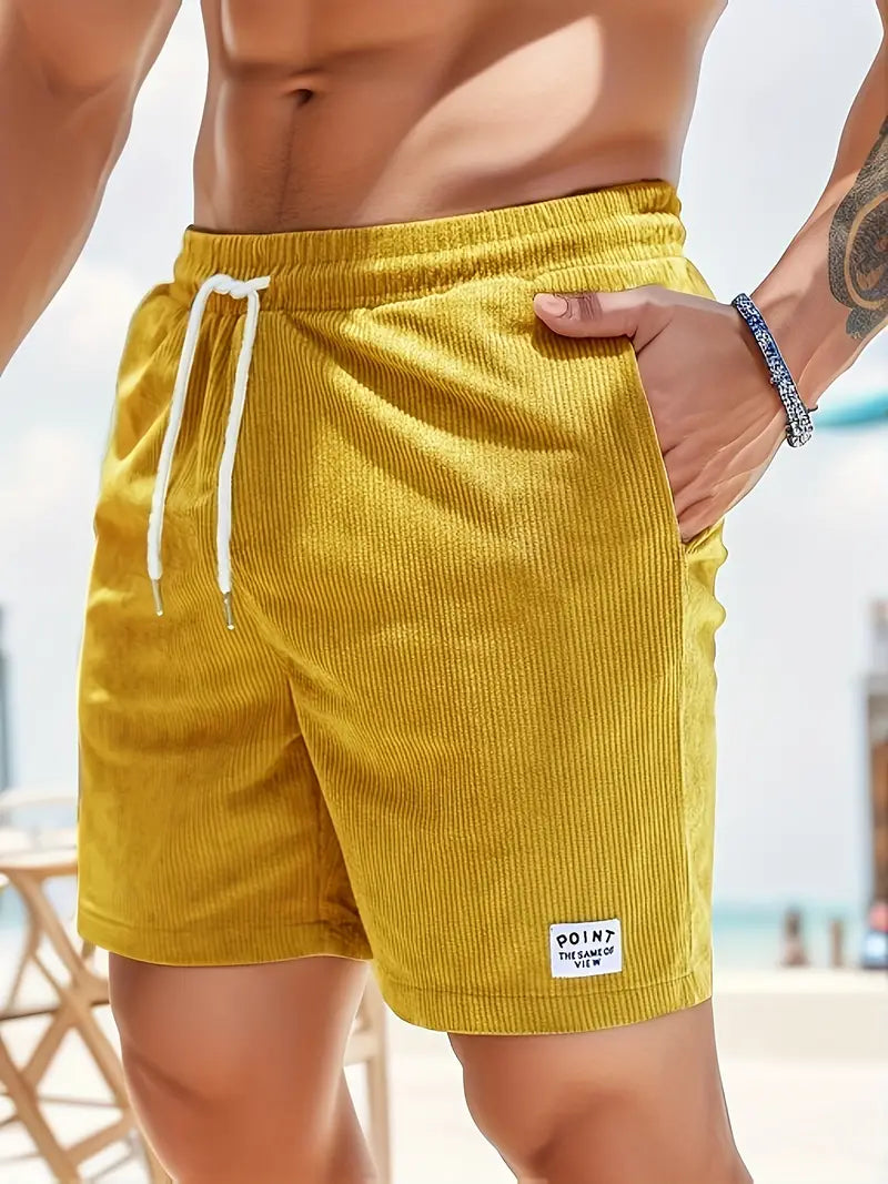 Thiago™ | Herrer Sommer Shorts i Ribbede Stof med Elastisk Talje og Snøre | Komfortable Loungewear Shorts