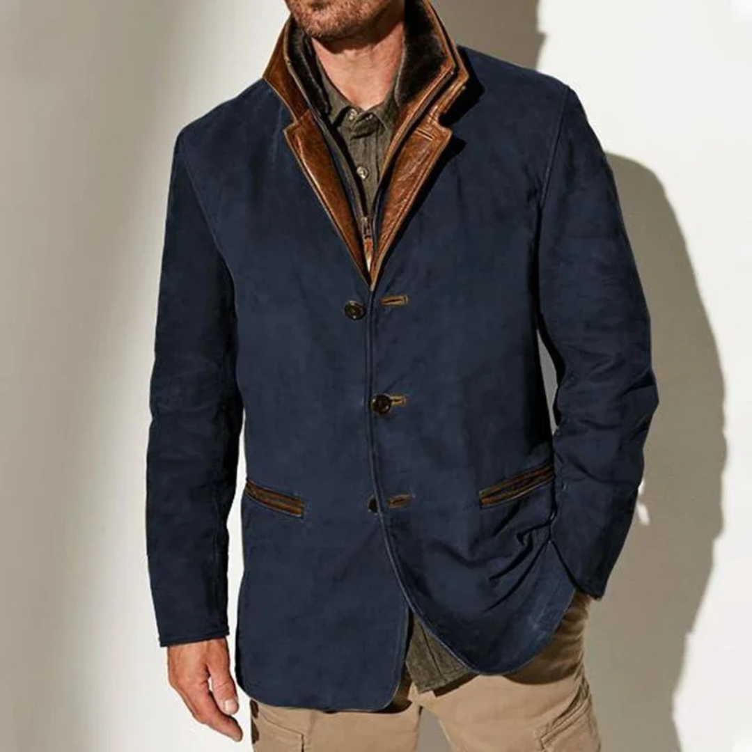 Graham™ | Herrer Vintage Jakke med Elegant Ståkrave og Tyk, Slank Pasform