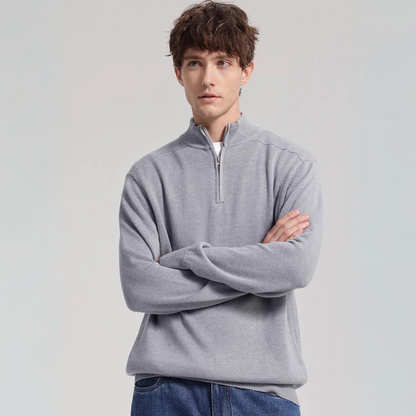 Marcéon™ | Herre Striktrøje med Half-Zip | Stilfuld Pullover med Ståkrave og Fin Strikkestruktur