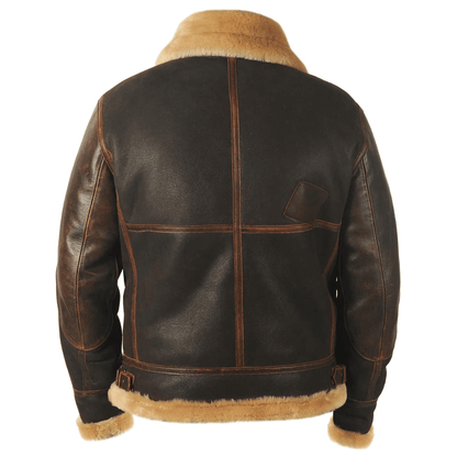 Rheon | Læder Pilotjakke Med Shearling