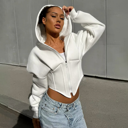 Averie | Cropped Hoodie Med Lynlås