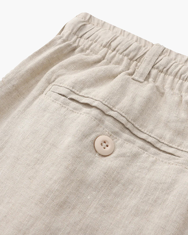 Nereo | Sommer Shorts til Mænd i Hørlook med Elastisk Talje & Sidelommer