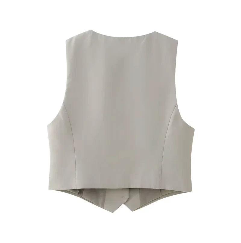 Amarisse™ | Damer To-Delte Vest Sæt | Elegant Co-ord Sommeroutfit med Ærmeløst Gilet og Vide Bukser med Høj Talje