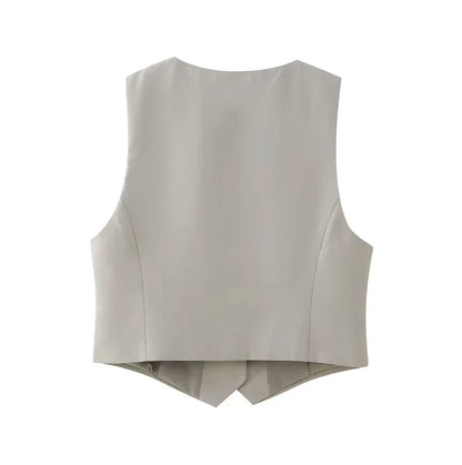 Amarisse™ | Damer To-Delte Vest Sæt | Elegant Co-ord Sommeroutfit med Ærmeløst Gilet og Vide Bukser med Høj Talje