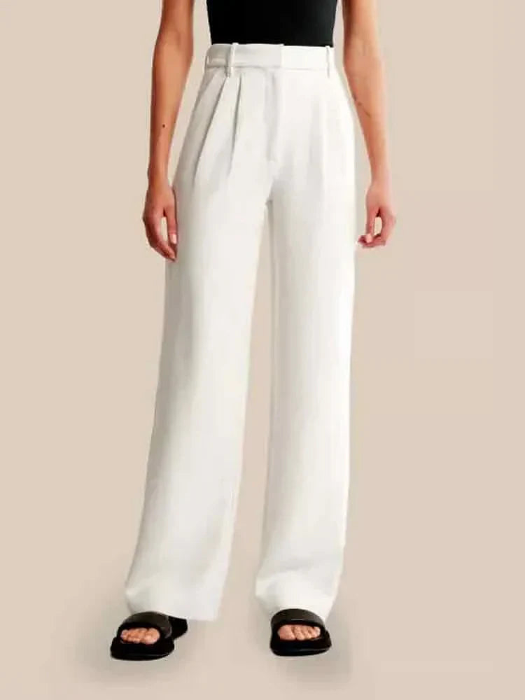 Valentina | Beige Wide-Leg Bukser Damer