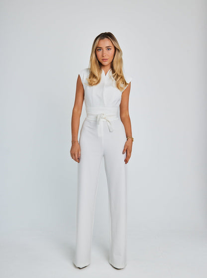 Oriana™ | Elegant Damer Jumpsuit | Ærmeløs med Vide Ben og Sløjfedetalje