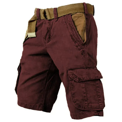 Lucenzo™ | Herrer Cargoshorts med Bælte og Lommer | Slidstærke Bomuldsshorts til Outdoor & Sommer