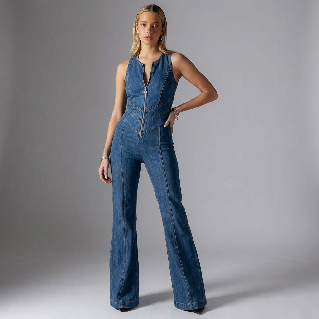 Denvara | Ærmeløs Denim Jumpsuit